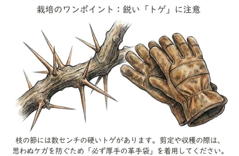 トゲに必ず注意してください